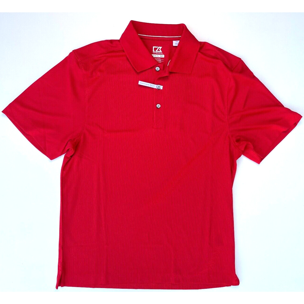 Cutter & Buck Men's CB DryTec 50+UPF Red Textured Polo Sz Small Short Sleeve NWT
